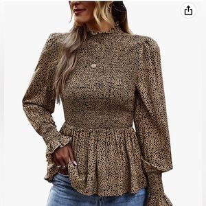 Smocked Peplum Tunic Blouse